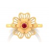 22K Gold Red Stoned Flower Ring for Girl's
